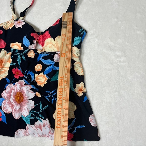 DREAMSUIT By Miracle Brands Womens Tankini Top Black Floral Multi-Color Size 6 - Picture 12 of 12